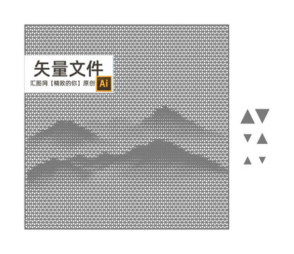 鏤空板水墨山