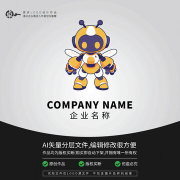 機器人科技卡通蜜蜂LOGO