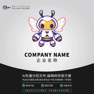 卡通機(jī)器人LOGO蜜蜂科技
