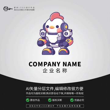 雞機(jī)器人LOGO科技卡通