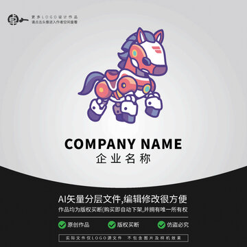馬LOGO機(jī)器人科技卡通