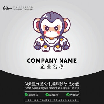 LOGO機(jī)器人科技卡通猴子