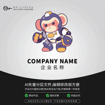 卡通機器人猴子LOGO科技