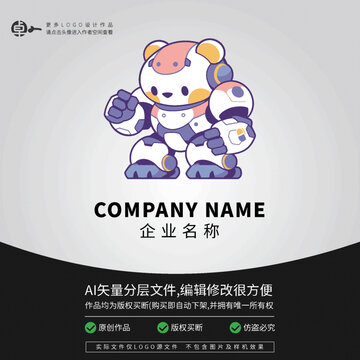 卡通科技機器人LOGO北極熊