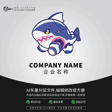 科技卡通鯊魚機(jī)器人LOGO