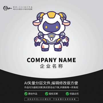 科技LOGO卡通機(jī)器人羊