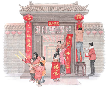 貼對(duì)聯(lián)
