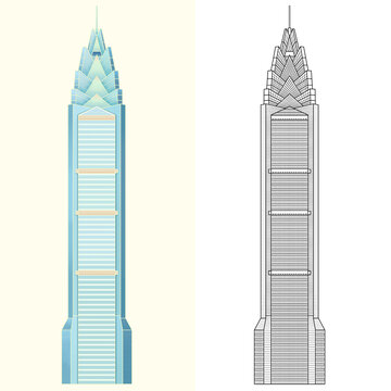 溫州地標(biāo)建筑世貿(mào)中心線稿