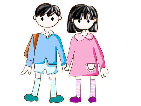 拉手男女矢量圖
