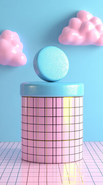 粉嫩幾何云朵展臺
