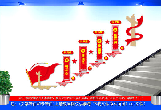 守初心擔(dān)使命黨建樓梯文化墻