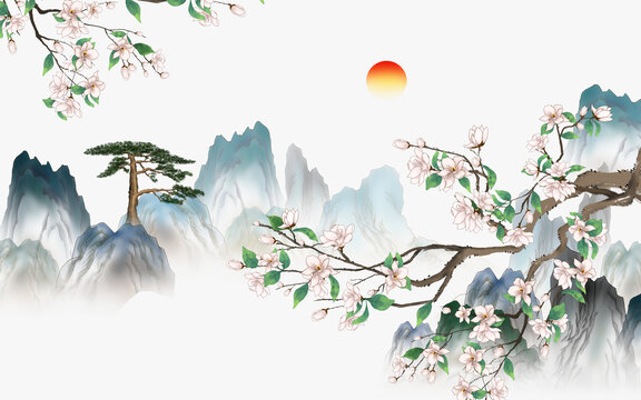 新中式國潮山水花鳥