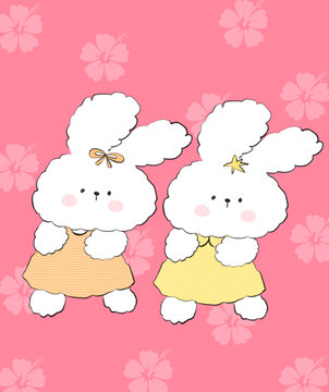 2只兔子姐妹插畫