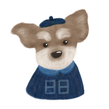 可愛萌寵小狗插畫圖案