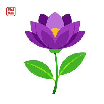 矢量插圖植物一朵紫色小花