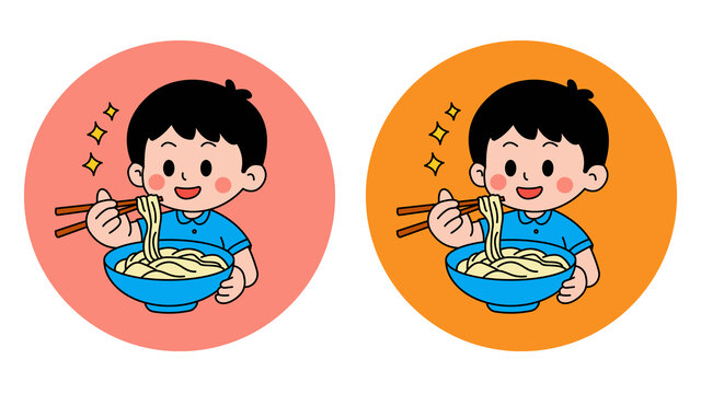 吃粉條的卡通男