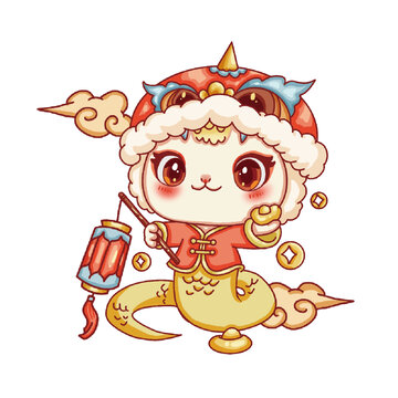 蛇年主題插畫新春快樂