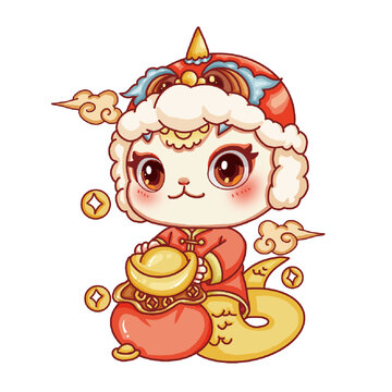 蛇年主題插畫招財(cái)進(jìn)寶