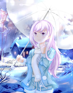 雪中二次元少女