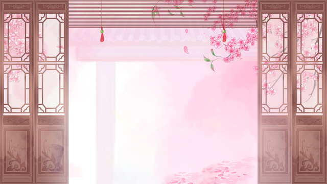 手繪唯美古風(fēng)春天節(jié)氣庭院
