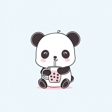 熊貓喝奶茶