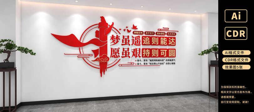 夢雖遙愿雖艱文化墻黨建標語文化墻