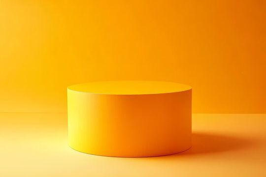 明亮黃色圓柱形展示臺