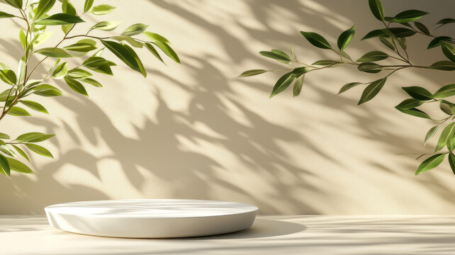 簡約綠色植物產(chǎn)品展示臺