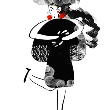 卡通創(chuàng)意跳舞女生