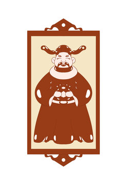 財神邊框剪紙風(fēng)格