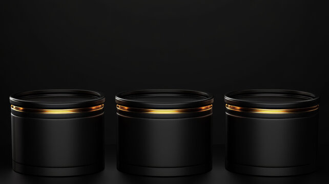 三款奢華黑金色圓柱形展示臺(tái)