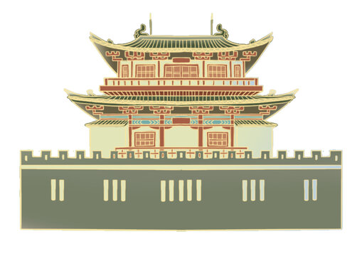 洛陽(yáng)白馬寺手繪國(guó)潮插畫(huà)免摳素材