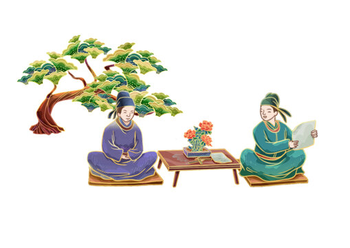寫(xiě)詩(shī)作畫(huà)的古人們手繪國(guó)潮免摳素材