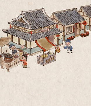 水墨風(fēng)街道
