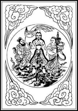 非遺木板雕刻矢量化底圖