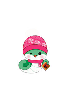 擬人卡通蛇的福氣滿滿形象設(shè)計(jì)