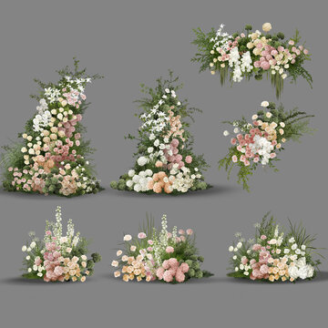 白綠風(fēng)香檳色婚禮花藝素材