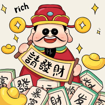 請(qǐng)發(fā)財(cái)手繪財(cái)神