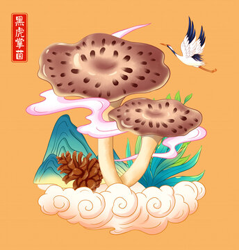 黑虎掌菌插畫