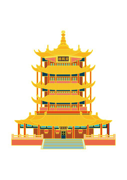 武漢黃鶴樓景點(diǎn)素材插畫(huà)