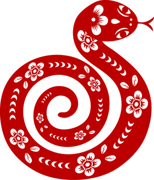 蛇年喜慶剪紙福蛇窗花素材