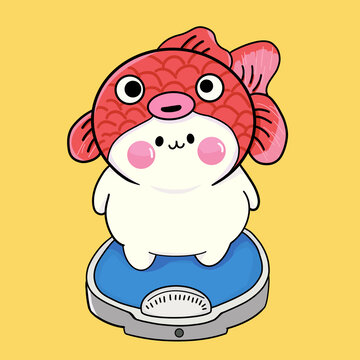 胖胖的擬人錦鯉簡筆畫