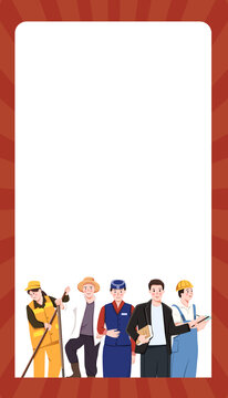 五一勞動節(jié)不同職業(yè)人物插畫背景