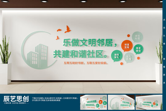 創(chuàng)意社區(qū)文明建設(shè)標語文化墻背景
