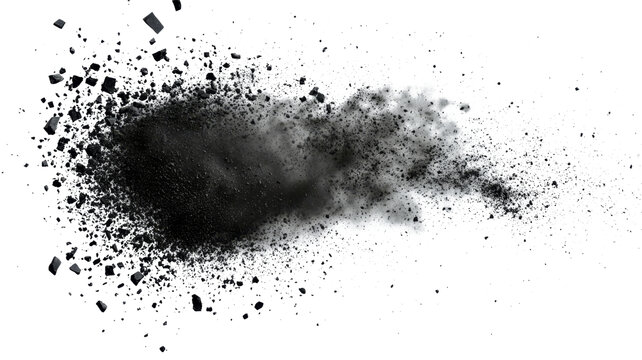 [免摳素材]黑色粉末爆炸抽象圖
