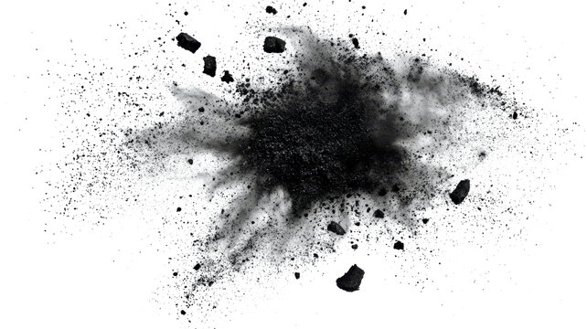 [免摳素材]黑色粉末爆炸抽象圖
