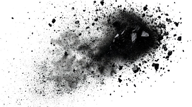 [免摳素材]黑色粉末爆炸抽象背景圖
