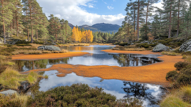 秋季山區(qū)湖泊美景