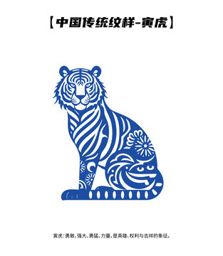 中式紋樣十二生肖寅虎矢量吉祥傳統(tǒng)虎年剪紙