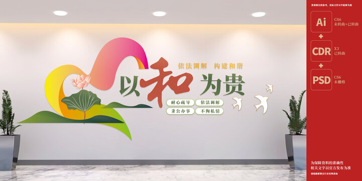以和為貴調(diào)解室文化墻